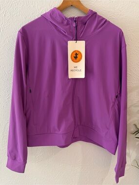 Save The Duck Purple Hooded Lightweight Jacket Recycled Stretch Zip Up XXL